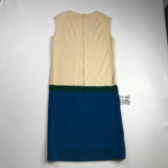 Vintage Retro 60s 70s 100% Wool Knit Wrap Around Women Tunic Dress Blue Size 11 - Picture 7 of 8